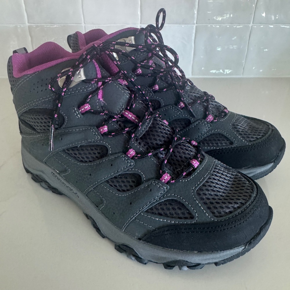 Merrell Kids Moab 3 Mid Waterproof Hiking Boots Girls 5 Grey Granite Berry NWOT